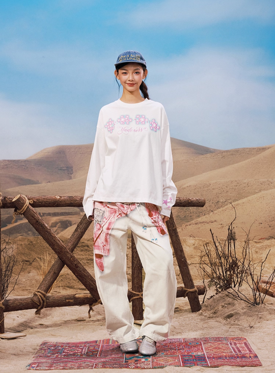 YADcrew Galaxy Star Puzzle Foam Print Long Sleeve Tee | Face 3 Face