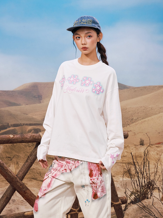 YADcrew Galaxy Star Puzzle Foam Print Long Sleeve Tee | Face 3 Face