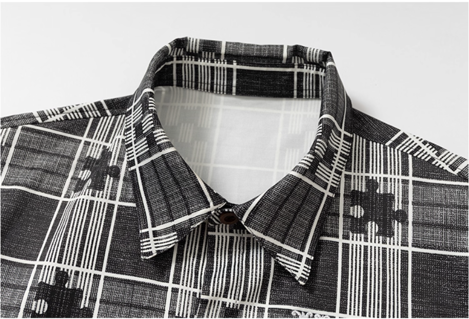 YADcrew Ethnic Pattern Plaid Long Sleeve Shirt | Face 3 Face