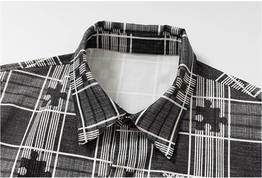 YADcrew Ethnic Pattern Plaid Long Sleeve Shirt | Face 3 Face