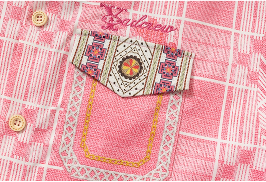 YADcrew Ethnic Pattern Plaid Long Sleeve Shirt | Face 3 Face