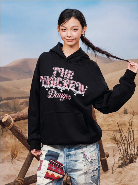 YADcrew Star Studs Logo Print Hoodie | Face 3 Face