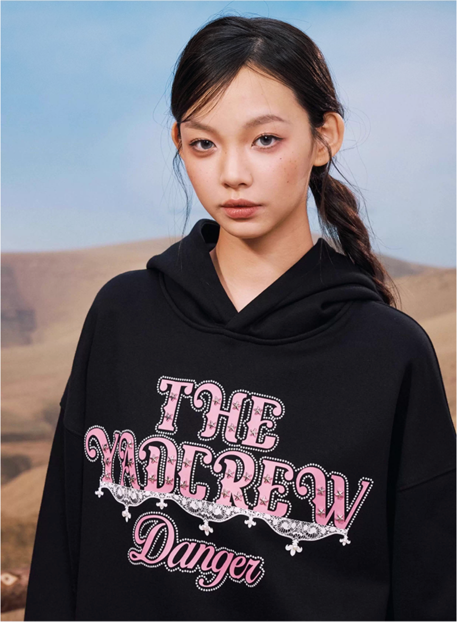 YADcrew Star Studs Logo Print Hoodie | Face 3 Face