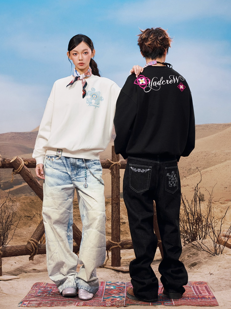 YADcrew Ethnic Puzzle Pattern Sweatshirt | Face 3 Face