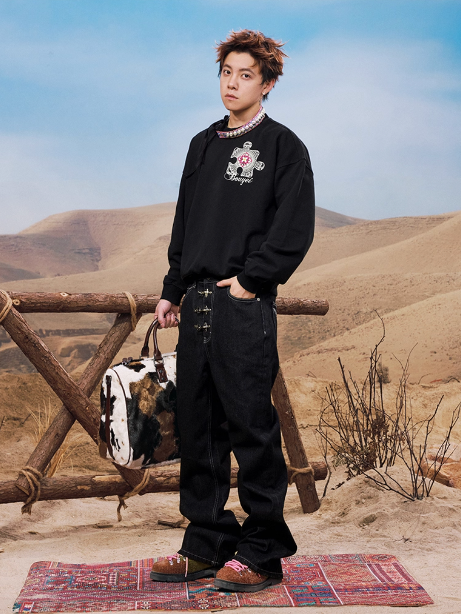 YADcrew Ethnic Puzzle Pattern Sweatshirt | Face 3 Face