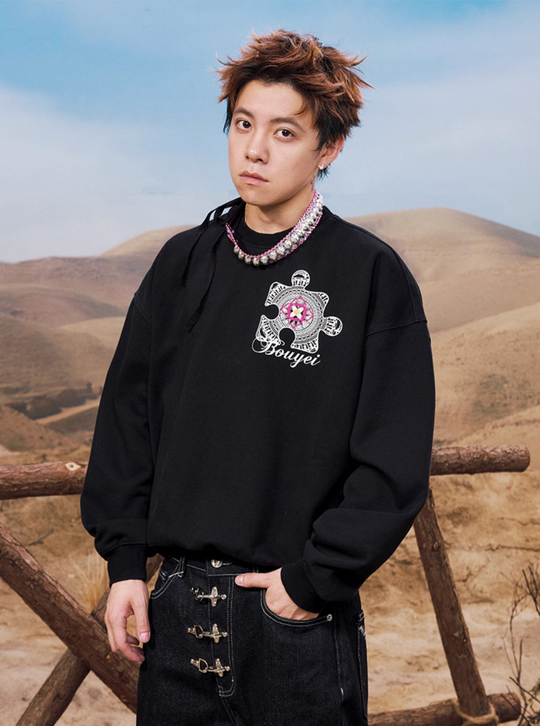 YADcrew Ethnic Puzzle Pattern Sweatshirt | Face 3 Face