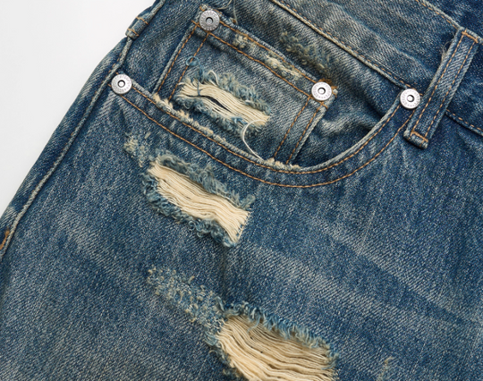 STEEPC Distressed Cat Whisker Washed Baggy Jeans | Face 3 Face