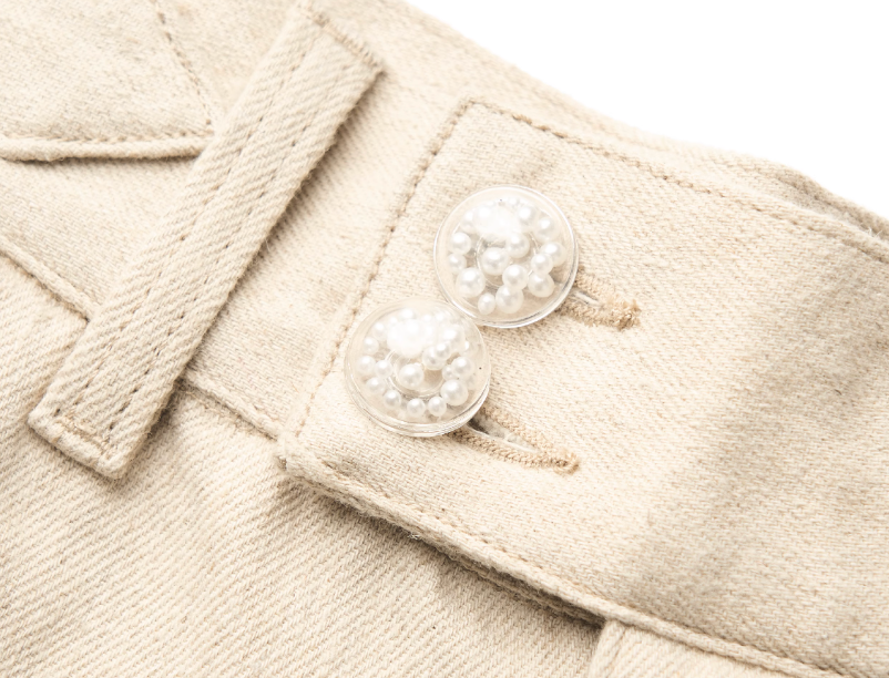 STEEPC Cotton Linen Blend Pearl Baggy Pants | Face 3 Face