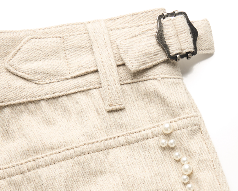 STEEPC Cotton Linen Blend Pearl Baggy Pants | Face 3 Face