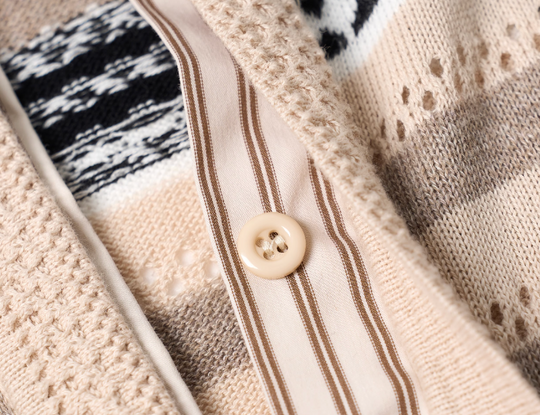 STEEPC Layered Design Knit Striped Long Sleeve Polo | Face 3 Face