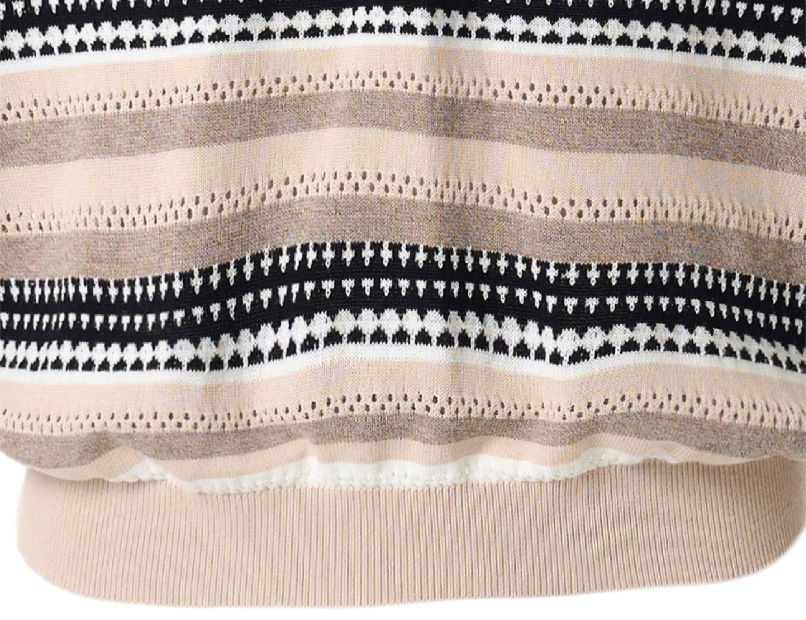 STEEPC Layered Design Knit Striped Long Sleeve Polo | Face 3 Face