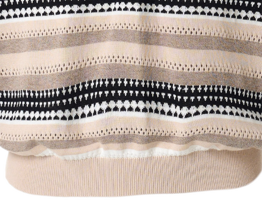 STEEPC Layered Design Knit Striped Long Sleeve Polo | Face 3 Face