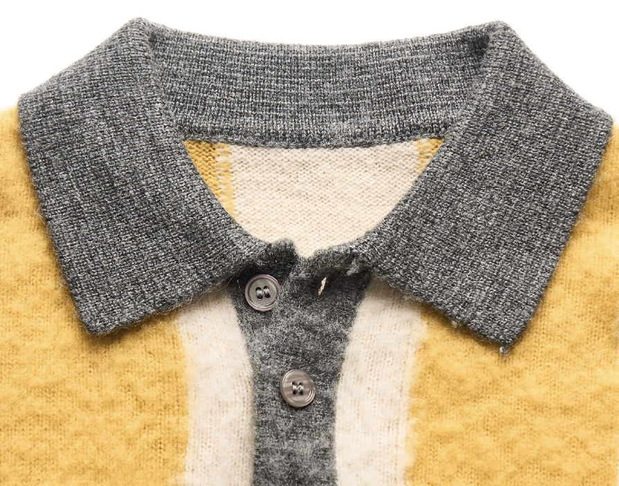 STEEPC Vertical Stripe Brushed Knit Polo Sweater | Face 3 Face