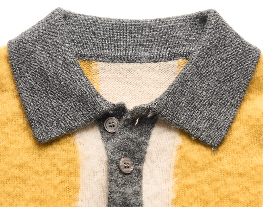 STEEPC Vertical Stripe Brushed Knit Polo Sweater | Face 3 Face