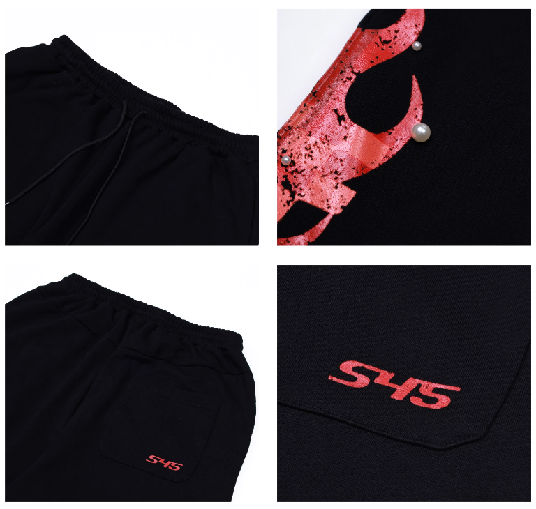 S45 Flame Print Pearl Baggy Sweatpants | Face 3 Face