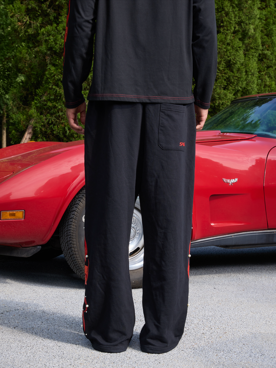 S45 Flame Print Pearl Baggy Sweatpants | Face 3 Face