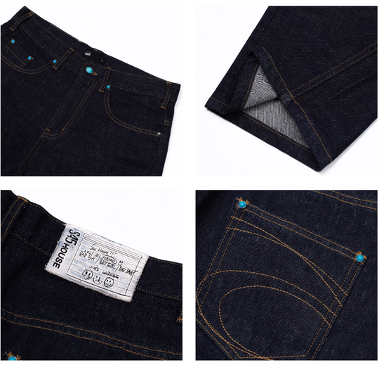 S45 Turquoise Studded Jeans | Face 3 Face