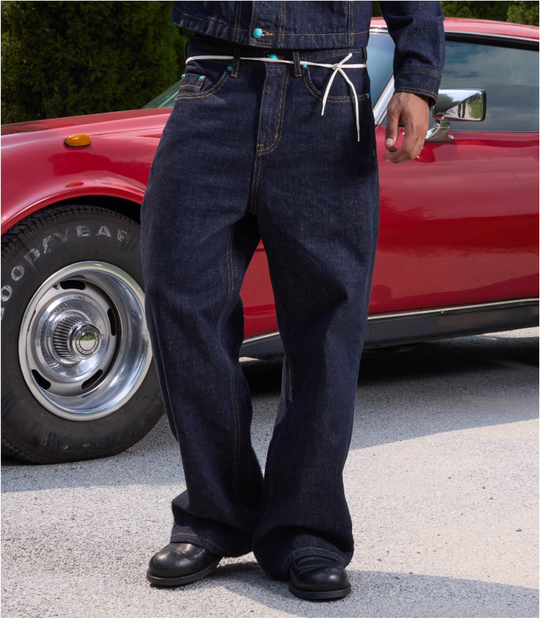 S45 Turquoise Studded Jeans | Face 3 Face