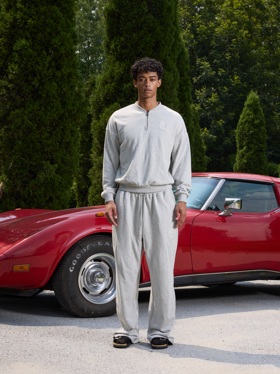 S45 Gray Embroidered Sweatpants | Face 3 Face