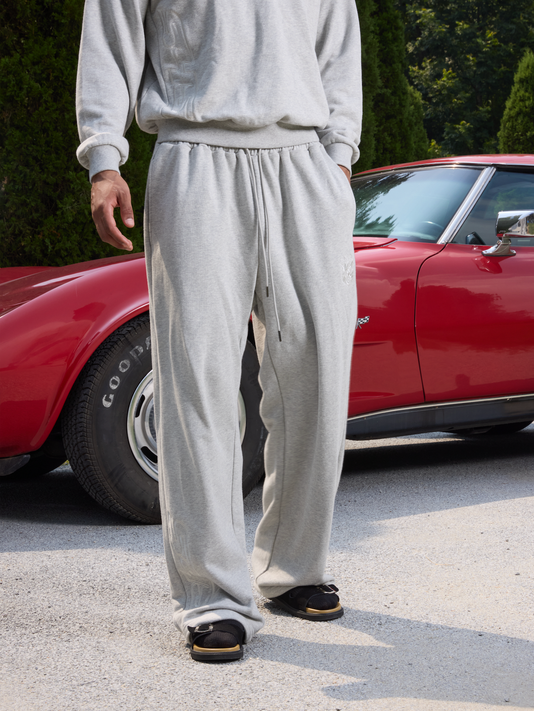 S45 Gray Embroidered Sweatpants | Face 3 Face