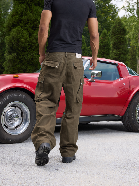 S45 Turquoise Studded Multi Pocket Work Pants | Face 3 Face