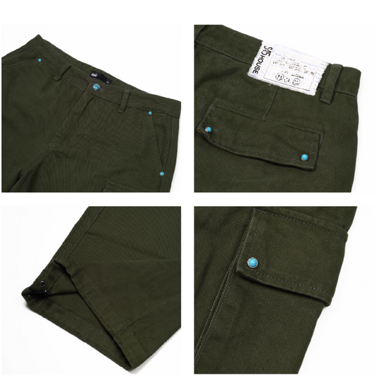 S45 Turquoise Studded Multi Pocket Work Pants | Face 3 Face