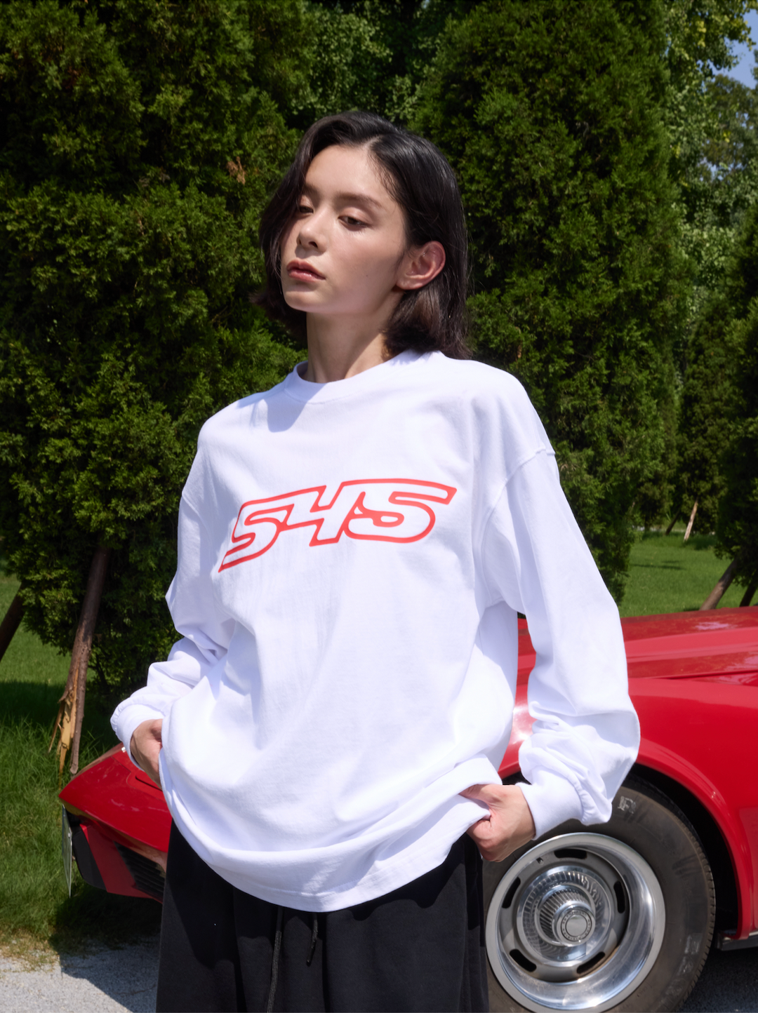 S45 Basic Large Logo Print Long Sleeve Tee | Face 3 Face