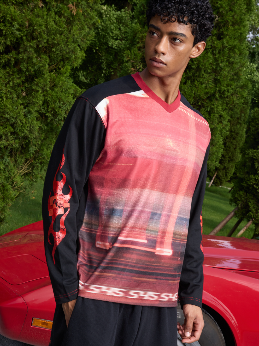 S45 Flame Print Neon Sunset Long Sleeve Tee | Face 3 Face
