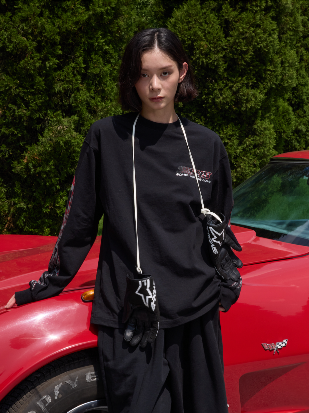 S45 Checkered Flag Flame Print Long Sleeve Tee | Face 3 Face