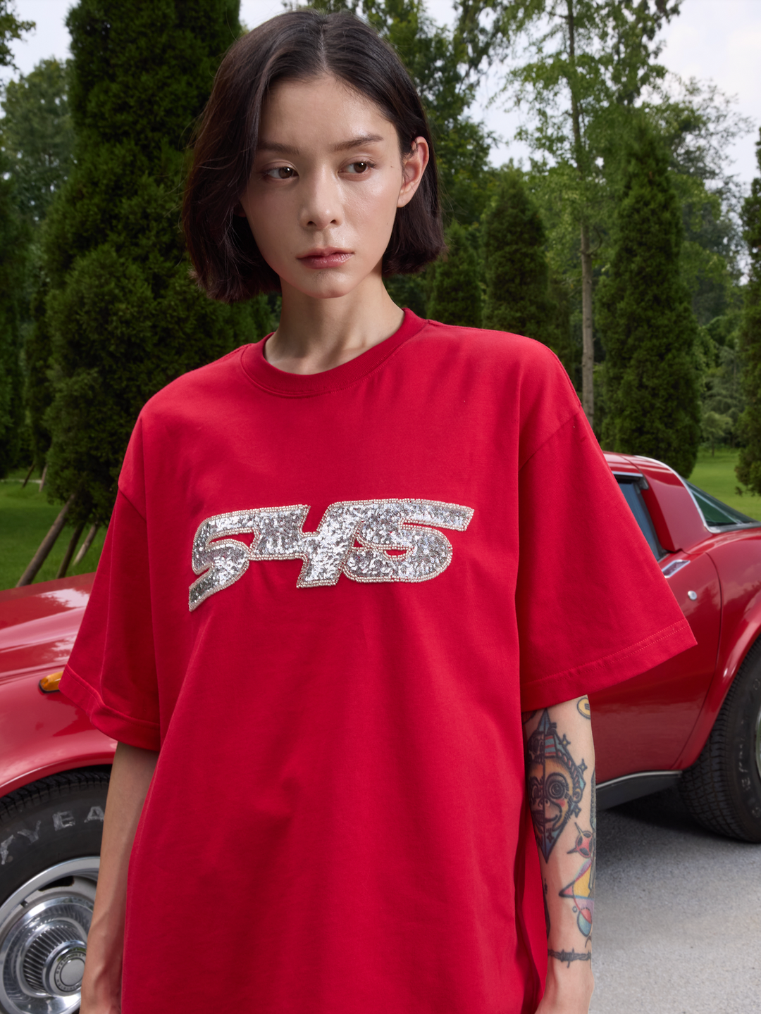 S45 Sequin Metal Logo Tee | Face 3 Face