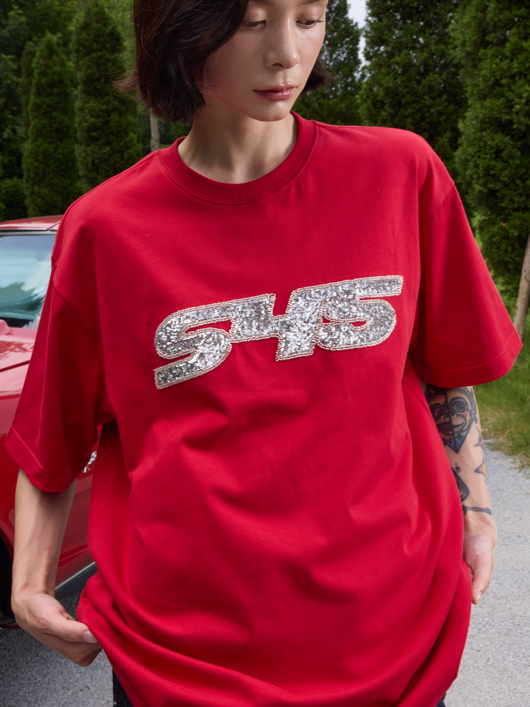 S45 Sequin Metal Logo Tee | Face 3 Face