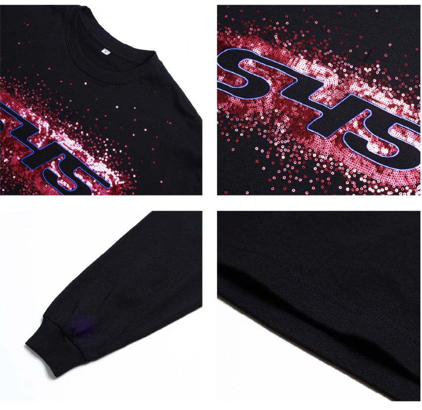 S45 Sequined Embroidered Logo Long Sleeve Tee | Face 3 Face