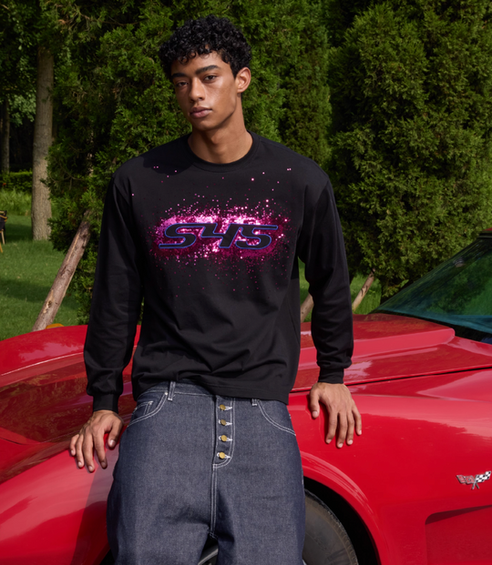 S45 Sequined Embroidered Logo Long Sleeve Tee | Face 3 Face