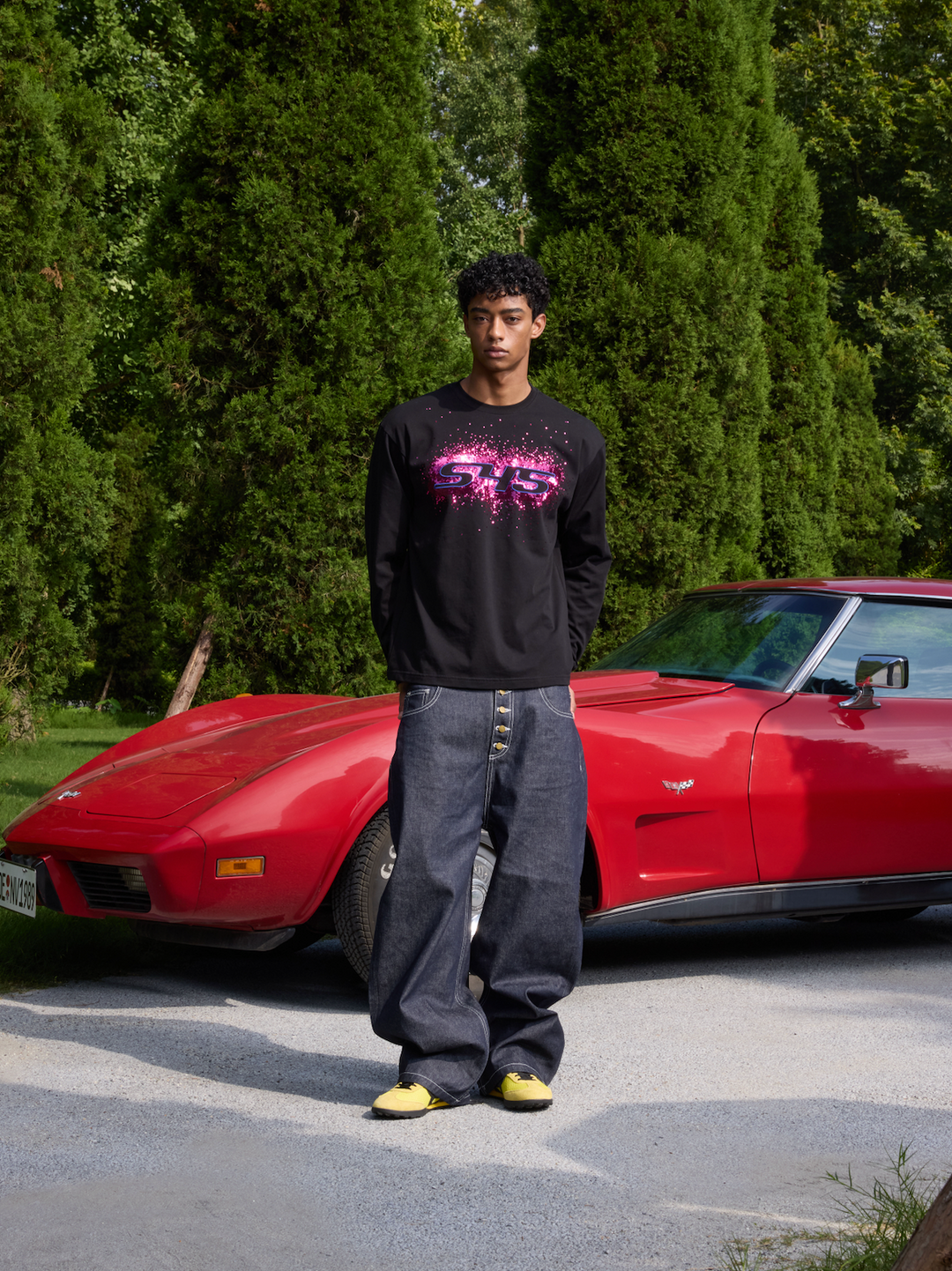 S45 Sequined Embroidered Logo Long Sleeve Tee | Face 3 Face