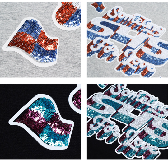 S45 3D Sequined Letter Logo Long Sleeve Tee | Face 3 Face