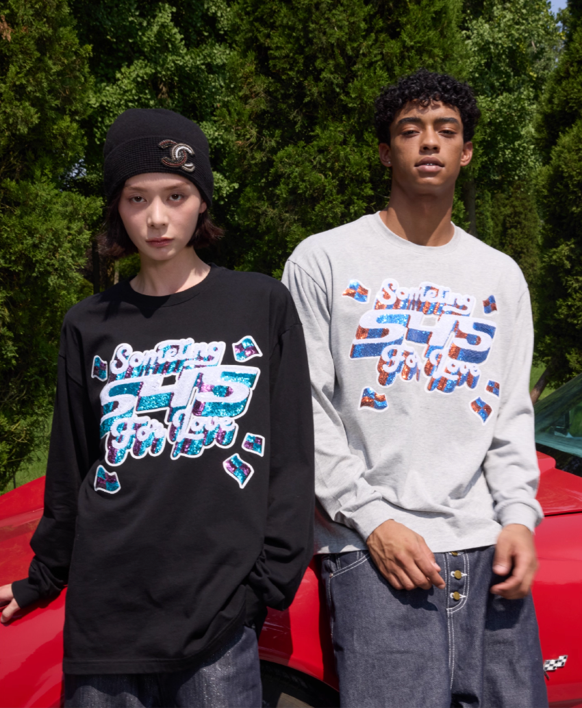 S45 3D Sequined Letter Logo Long Sleeve Tee | Face 3 Face