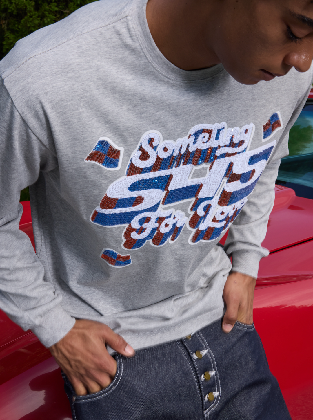 S45 3D Sequined Letter Logo Long Sleeve Tee | Face 3 Face