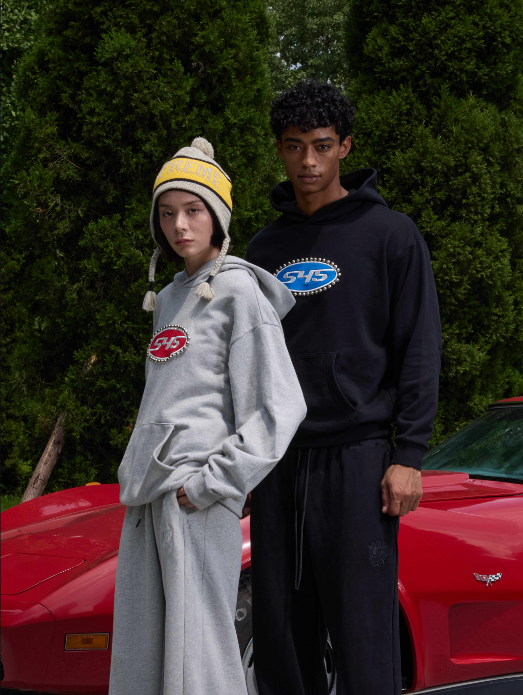 S45 Patch Embroidered Studded Logo Hoodie | Face 3 Face