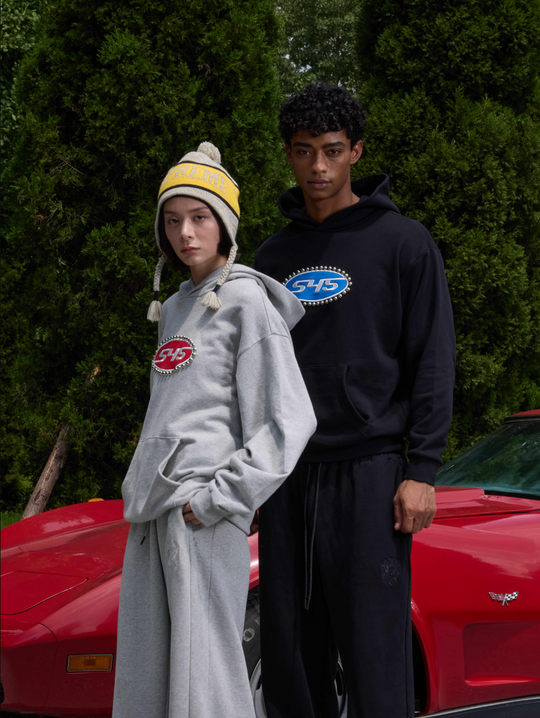 S45 Patch Embroidered Studded Logo Hoodie | Face 3 Face