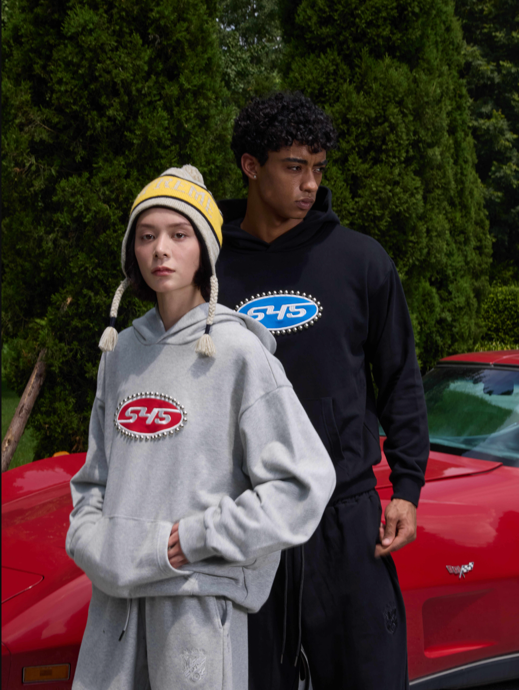 S45 Patch Embroidered Studded Logo Hoodie | Face 3 Face