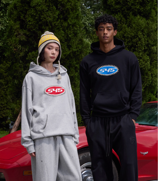 S45 Patch Embroidered Studded Logo Hoodie | Face 3 Face