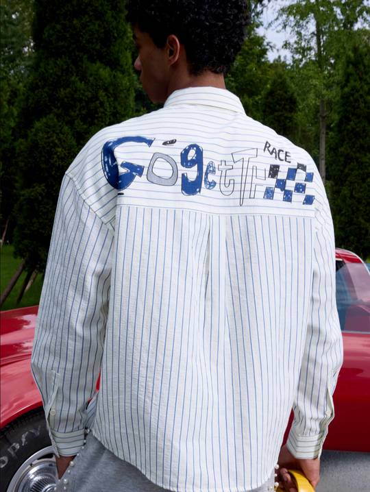 S45 Hand Painted Sports Car Stripe Long Sleeve Shirt | Face 3 Face