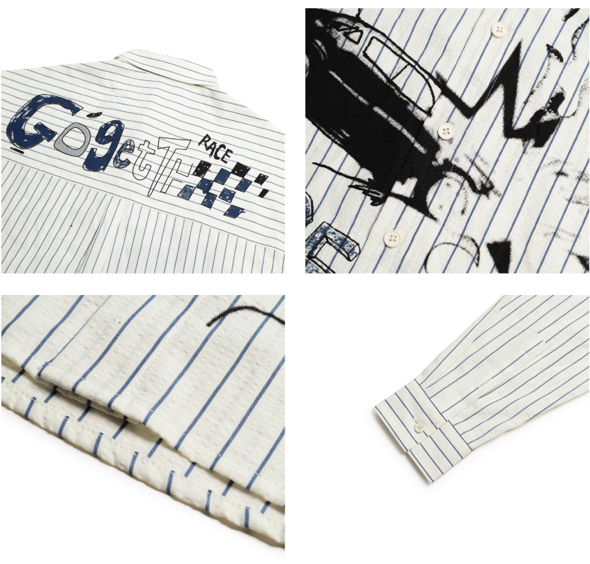 S45 Hand Painted Sports Car Stripe Long Sleeve Shirt | Face 3 Face