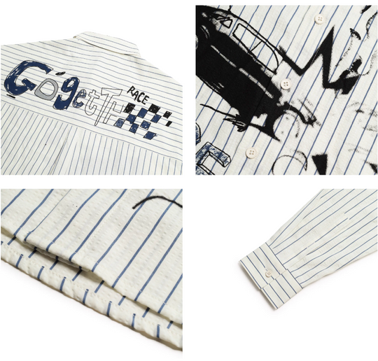 S45 Hand Painted Sports Car Stripe Long Sleeve Shirt | Face 3 Face