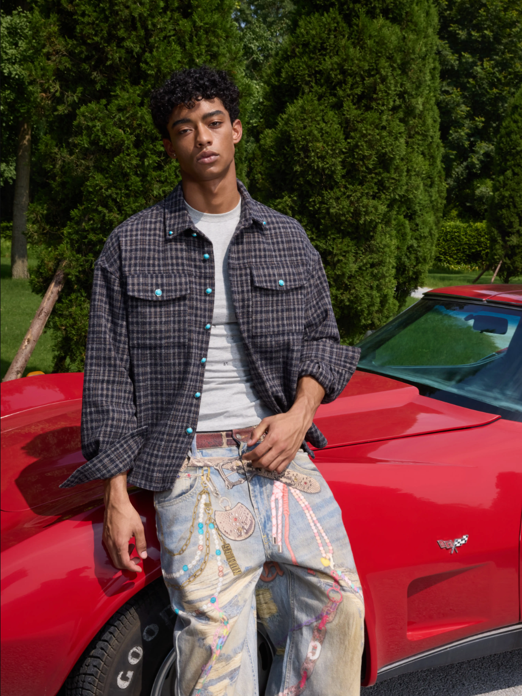 S45 Turquoise Button Plaid Long Sleeve Shirt | Face 3 Face