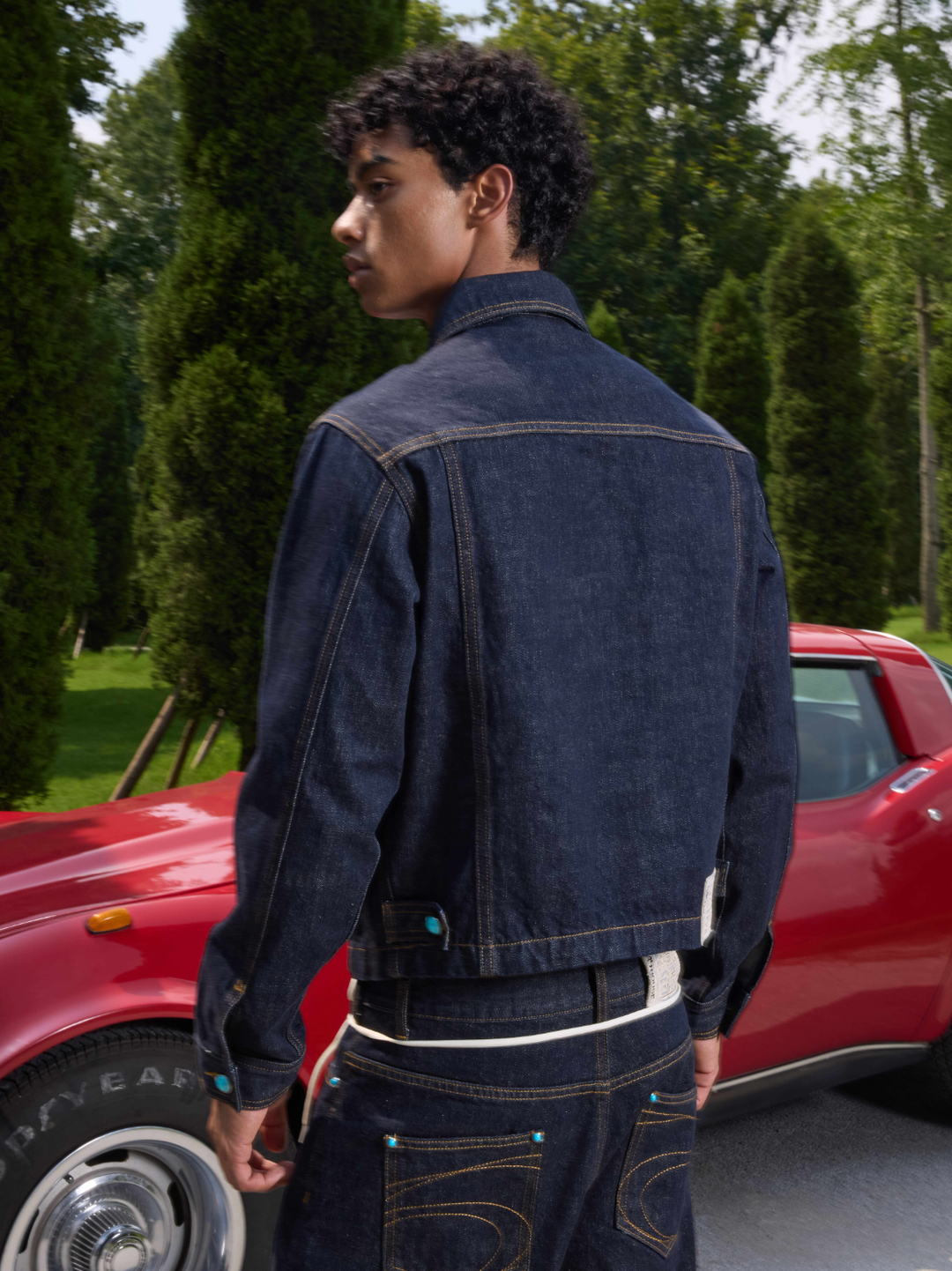 S45 Turquoise Button Denim Jacket | Face 3 Face