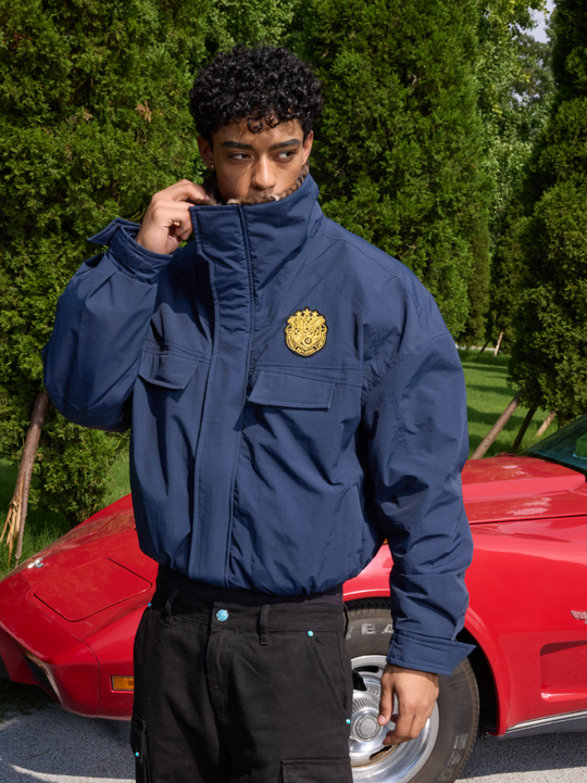 S45 Leopard Fur Lined Nylon Tactical Jacket | Face 3 Face