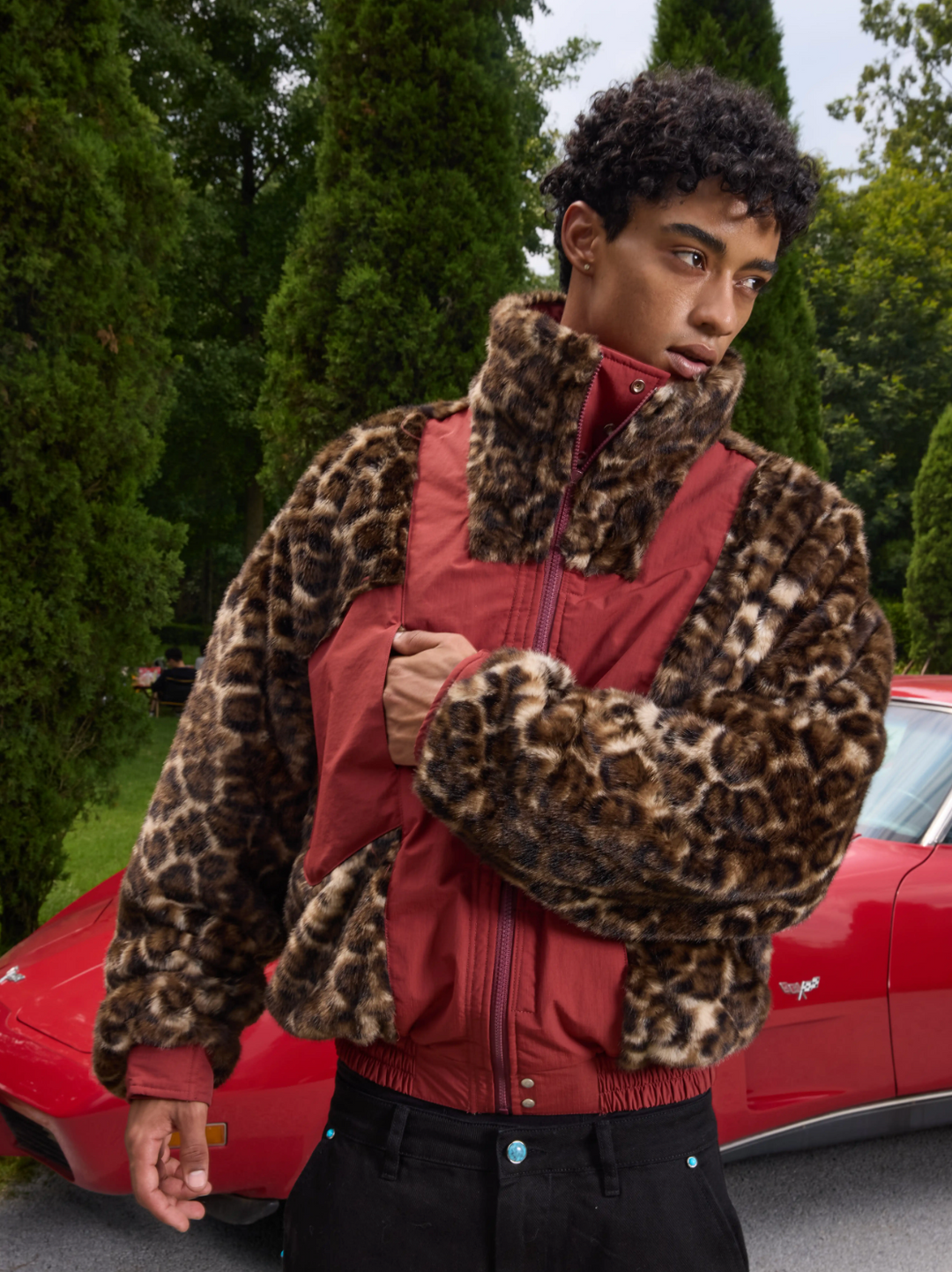 S45 Leopard Fur Lined Nylon Tactical Jacket | Face 3 Face