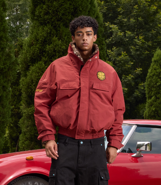 S45 Leopard Fur Lined Nylon Tactical Jacket | Face 3 Face