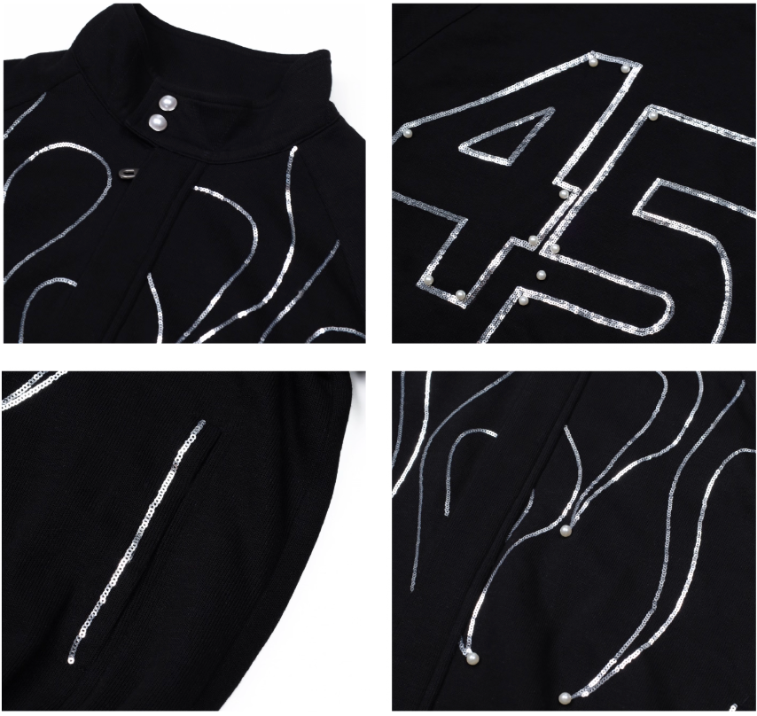 S45 Flame Sequin Wool Harrington Jacket | Face 3 Face